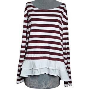 Cotton Blend Ruffle Hem Top Size XL